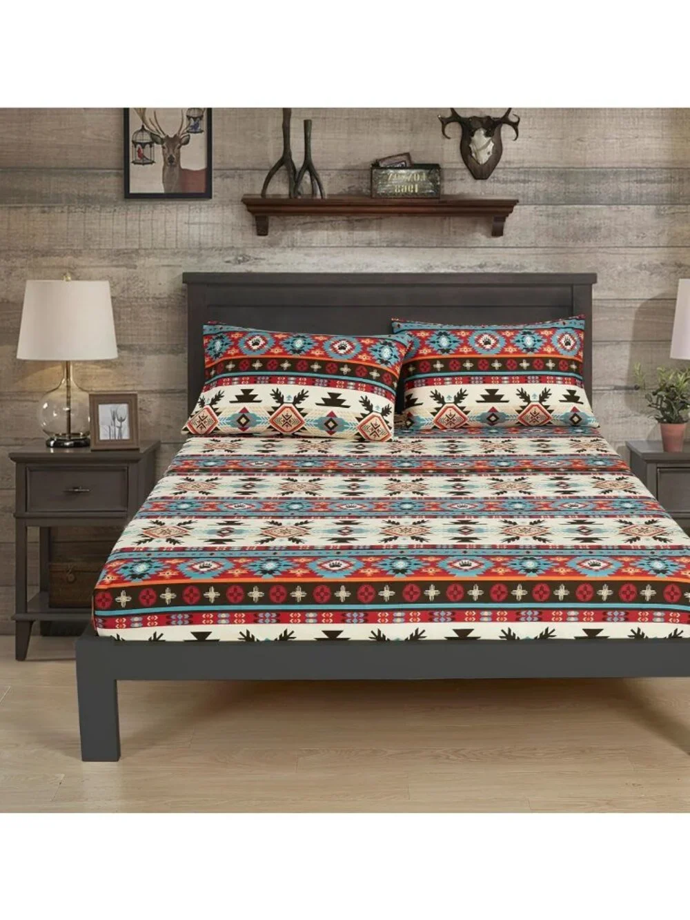 Southwestern Geometric Twin Sheet Set - Multicolor Brushed Microfiber, Deep